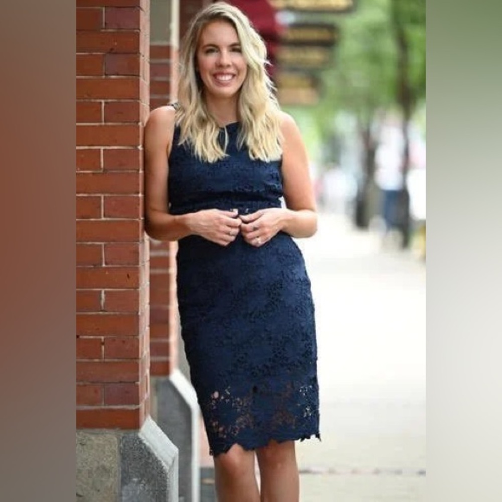 J.Crew navy blue lace sleeveless dress women’s size 000.